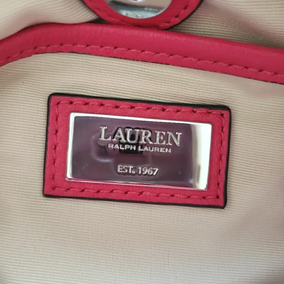 RALPH LAUREN Emmy Medium Nappa Leather Pink Bucket Crossbody - Picture 9 of 16